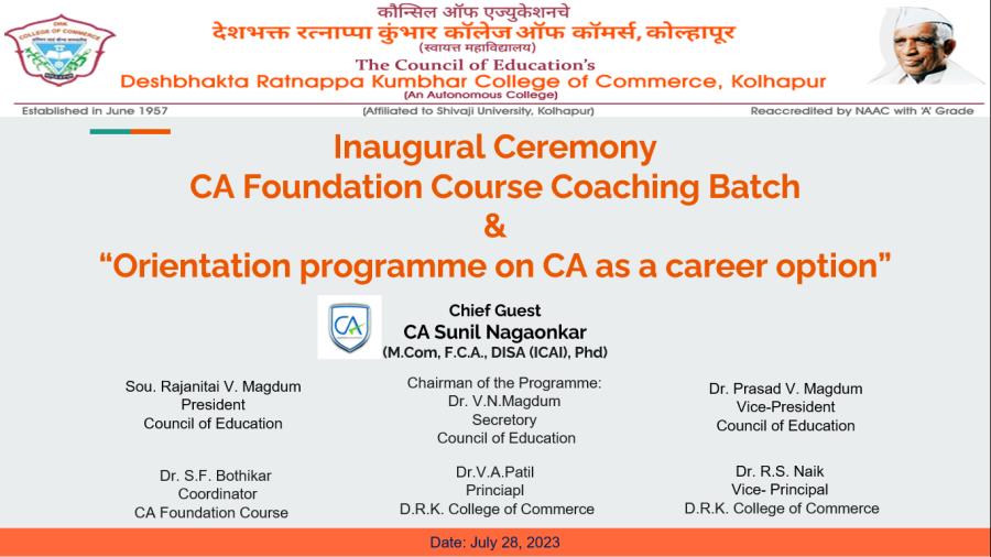CA Foundation Course Batch Inaugural Ceremony